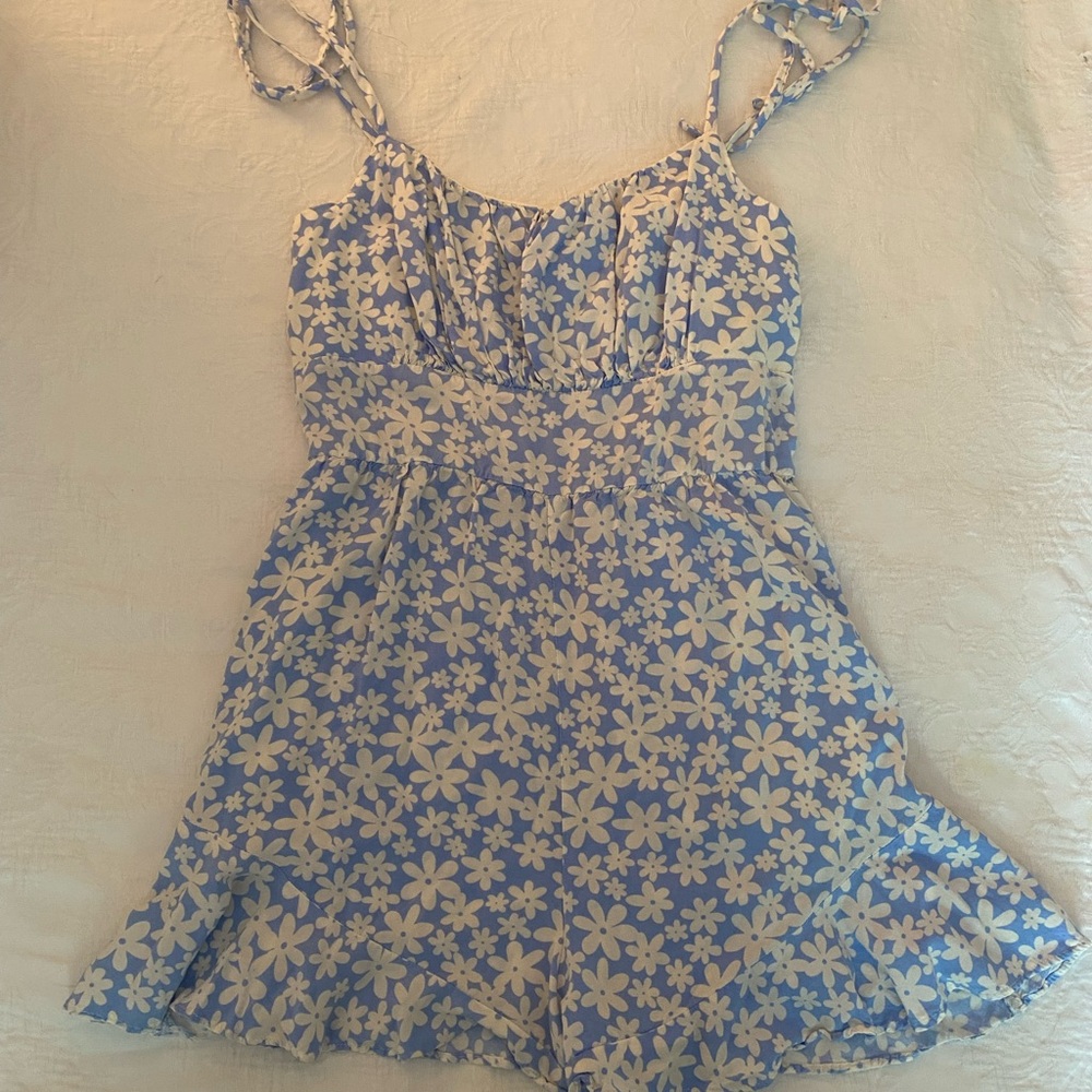 Lily Rose Blue and White Floral Jumpsuit